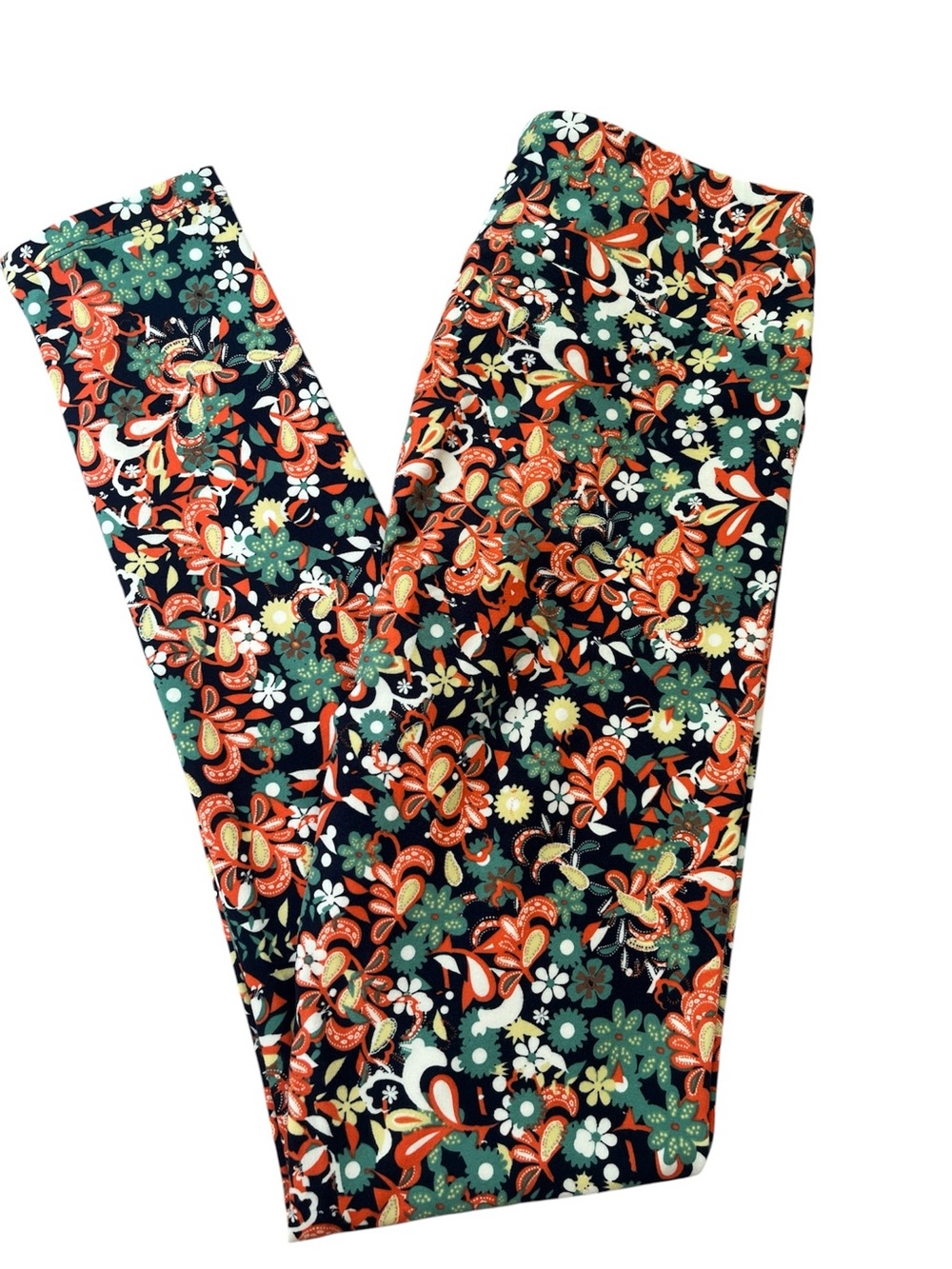 LuLaRoe Floral Leggings in Blue,‎ Orange & Green Loungewear NWOT